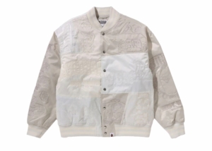 BAPE Patchwork Varsity Jacket Ivory Wit