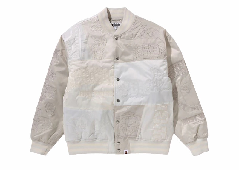 BAPE Patchwork Varsity Jacket Ivory Wit