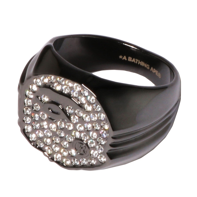 BAPE Rhinestone Ape Head Ring Zwart