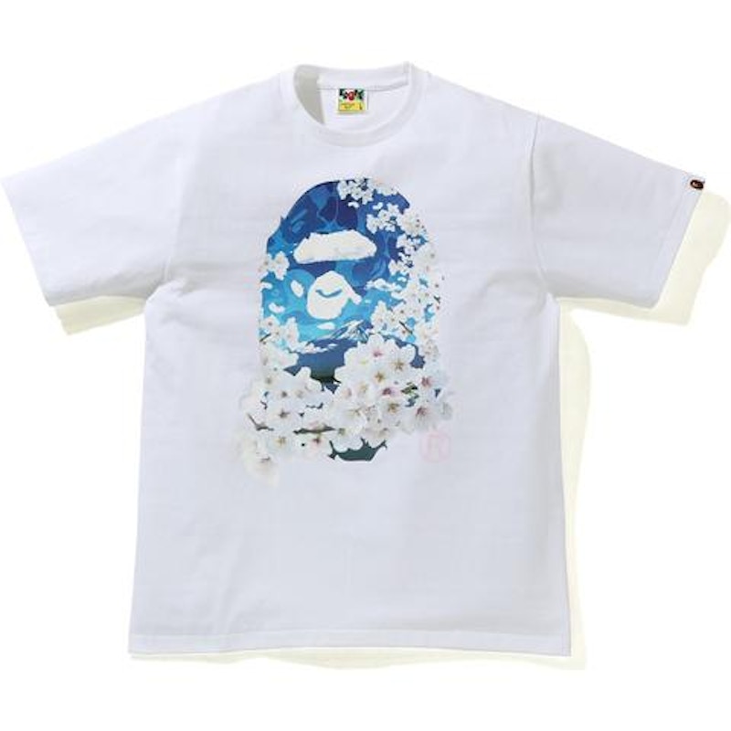 BAPE Sakura Photo Ape Head Tee Wit
