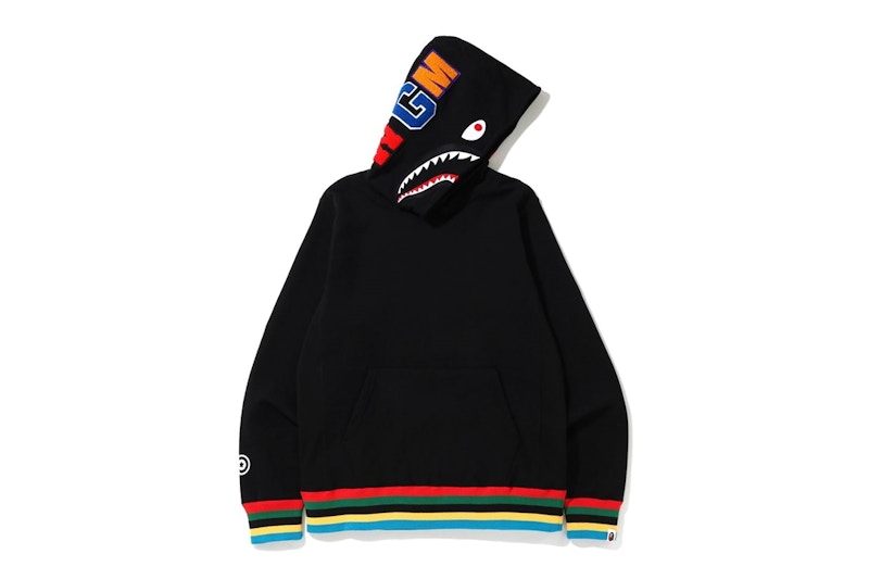 BAPE Shark Line Rib Pullover Hoodie Zwart
