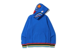BAPE Shark Line Rib Pullover Hoodie Blauw