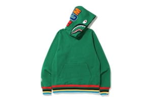 BAPE Shark Line Rib Pullover Hoodie Groen
