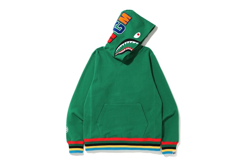 BAPE Shark Line Rib Pullover Hoodie Groen