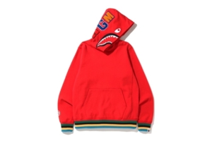 BAPE Shark Line Rib Pullover Hoodie Rood