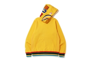 BAPE Shark Line Rib Pullover Hoodie Geel