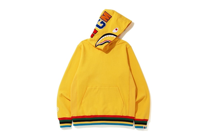 BAPE Shark Line Rib Pullover Hoodie Geel