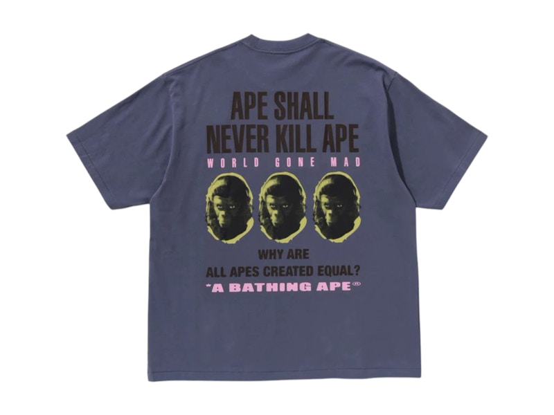 BAPE Slogan Relaxed Fit Tee Blauw