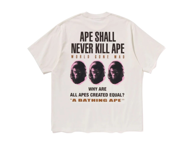 BAPE Slogan Relaxed Fit Tee Ivory Wit