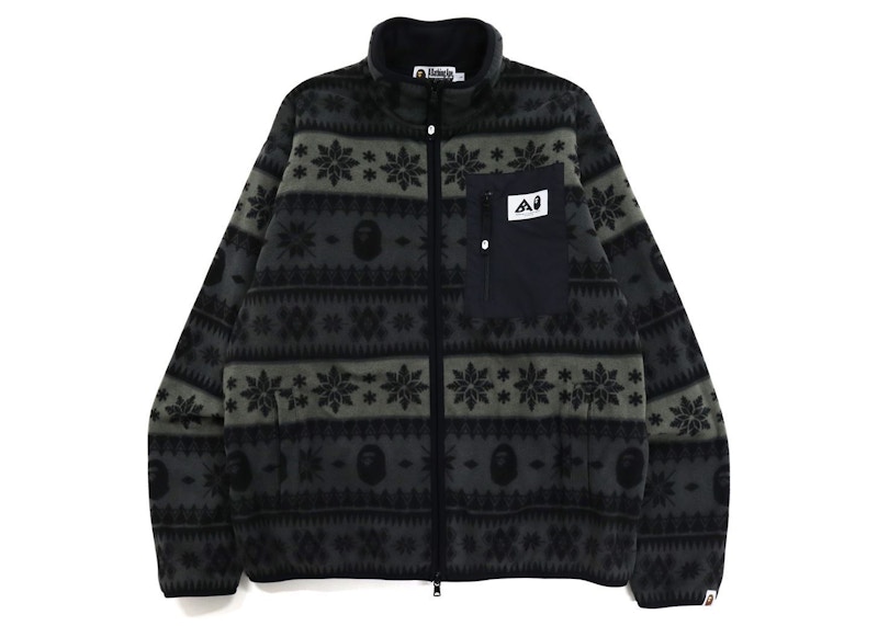 BAPE Snow Pattern Relaxed Fit Zip Fleece Zwart