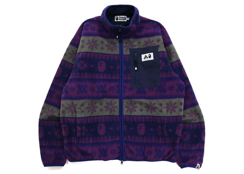 BAPE Snow Pattern Relaxed Fit Zip Fleece Paars