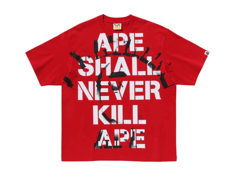 BAPE Spray Print College Relaxed Fit Tee Rood