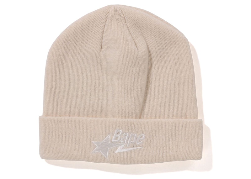 BAPE Sta Knit Cap Beanie Ivory Wit