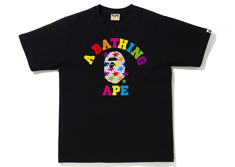 BAPE Sta Pattern College Tee Zwart
