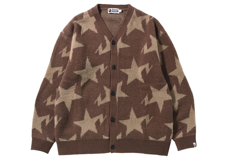 BAPE Sta Pattern Relaxed Fit Knit Cardigan Beige