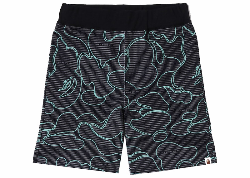 BAPE Text Code Camo Sweat Shorts Zwart