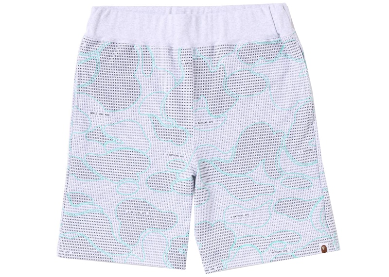 BAPE Text Code Camo Sweat Shorts Grijs