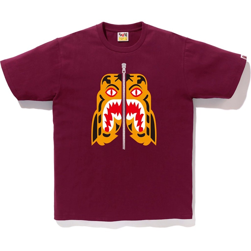 BAPE Tiger Tee Burgundy Rood