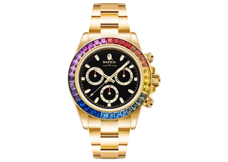 BAPE Type 4 BAPEX Crystal Stone Watch Goud