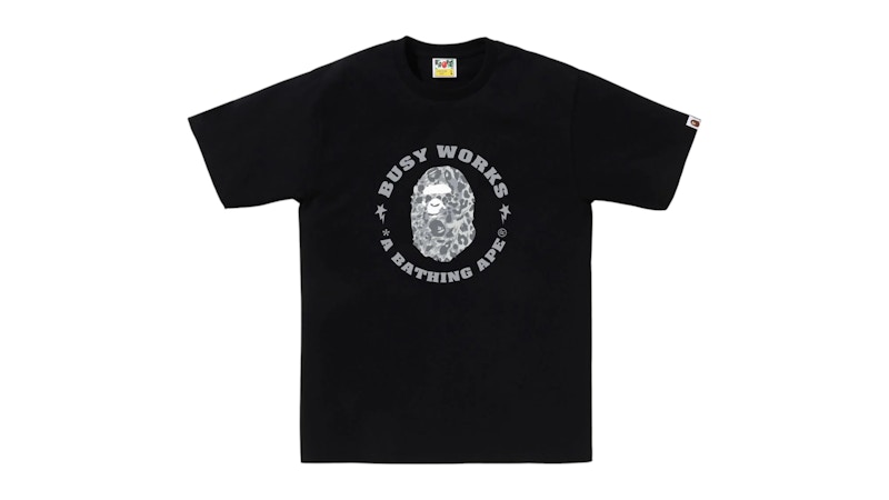 BAPE Wild Leopard Pattern Busy Works Sta Tee Zwart