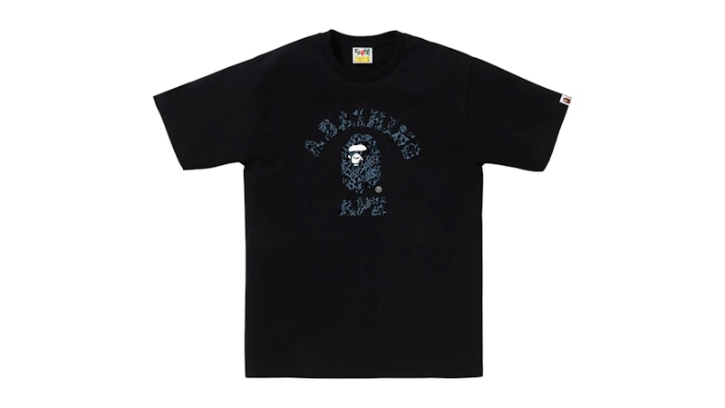 BAPE Wild Leopard Pattern College Tee Marineblauw