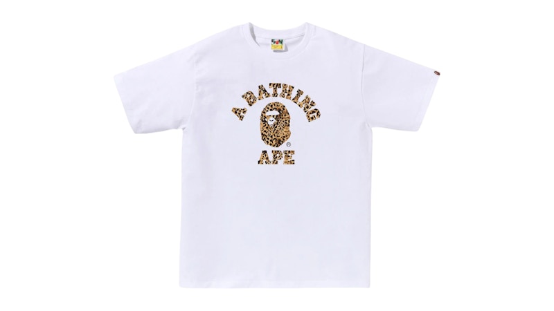 BAPE Wild Leopard Pattern College Tee Beige