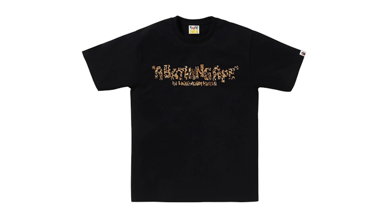BAPE Wild Leopard Pattern Primitive Logo Tee Zwart