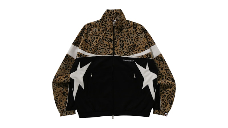 BAPE Wild Leopard Pattern Relaxed Fit Track Jacket Zwart