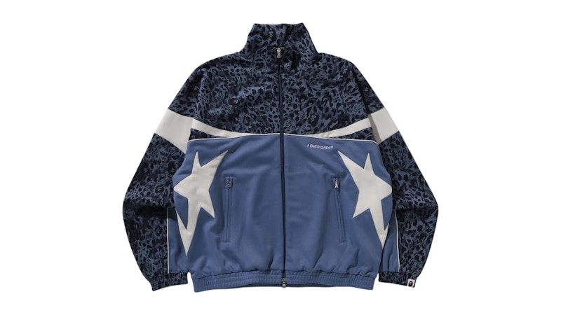 BAPE Wild Leopard Pattern Relaxed Fit Track Jacket Blauw