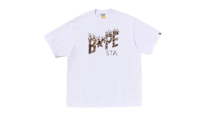 BAPE Wild Leopard Pattern Sta Logo Relaxed Fit Tee Wit