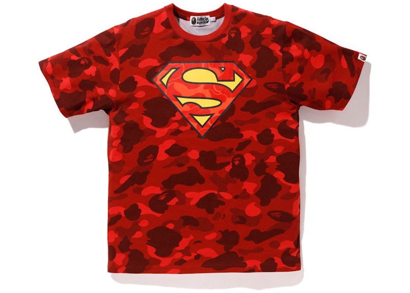 BAPE x DC Superman Color Camo Tee Rood