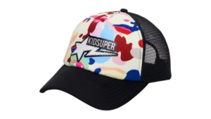 BAPE x KidSuper Sta Logo Rhinestone Trucker Cap Multicolor
