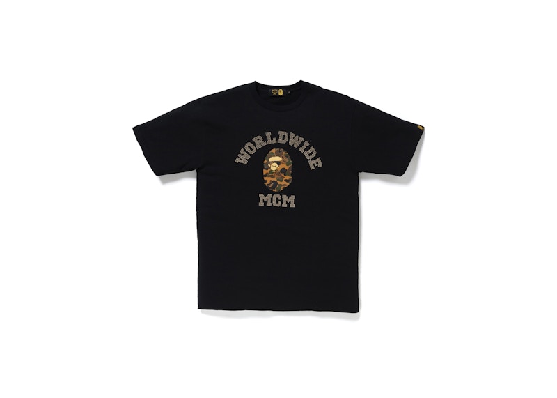 BAPE x MCM Rhinestone College Tee Zwart