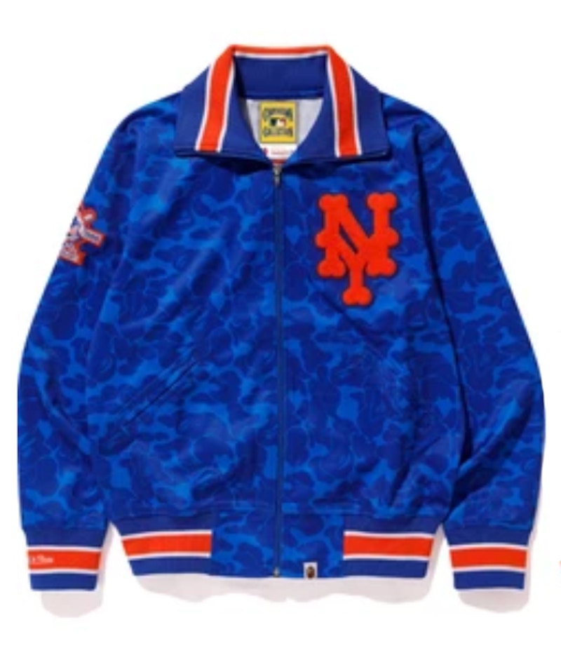BAPE x Mitchell & Ness Mets Jacket Blauw