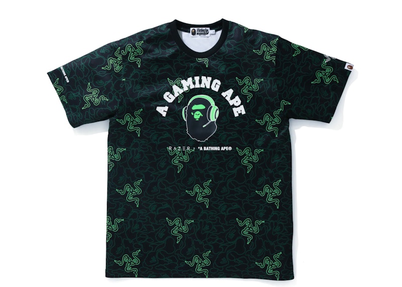 BAPE x Razer A Bathing Ape Neon Camo Team Tee Groen