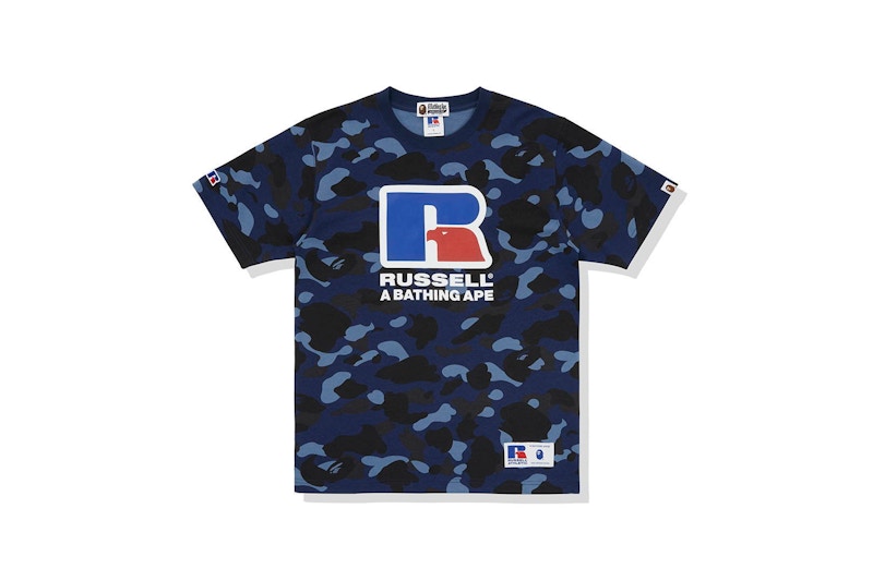 BAPE x Russell Color Camo Tee Blauw