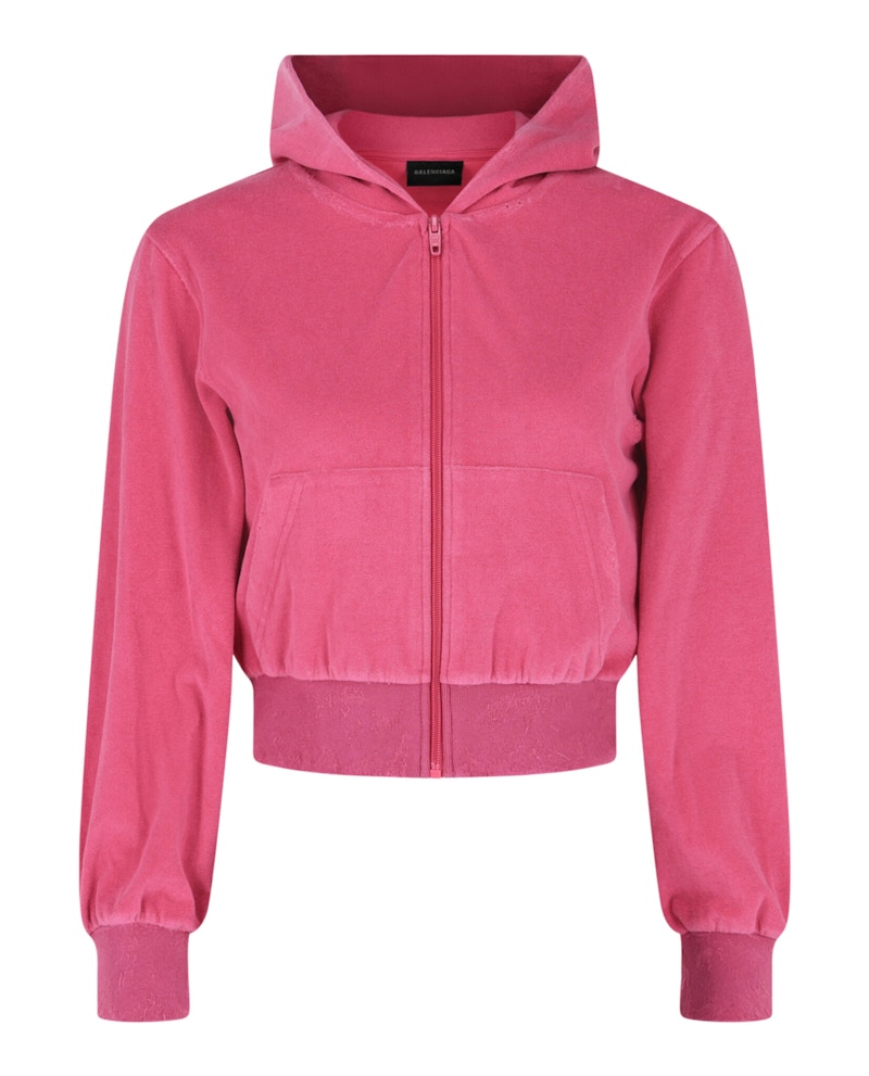 Balenciaga Cropped Rhinestone Tracksuit Jacket Roze