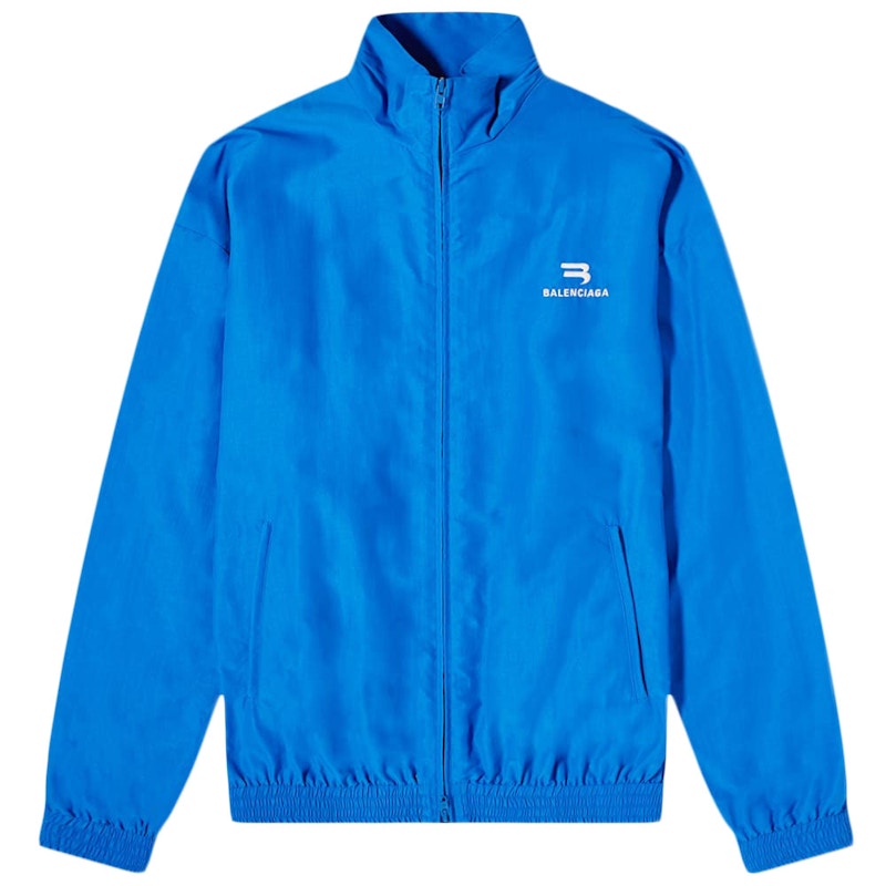 Balenciaga Logo Nylon Track Jacket Blauw