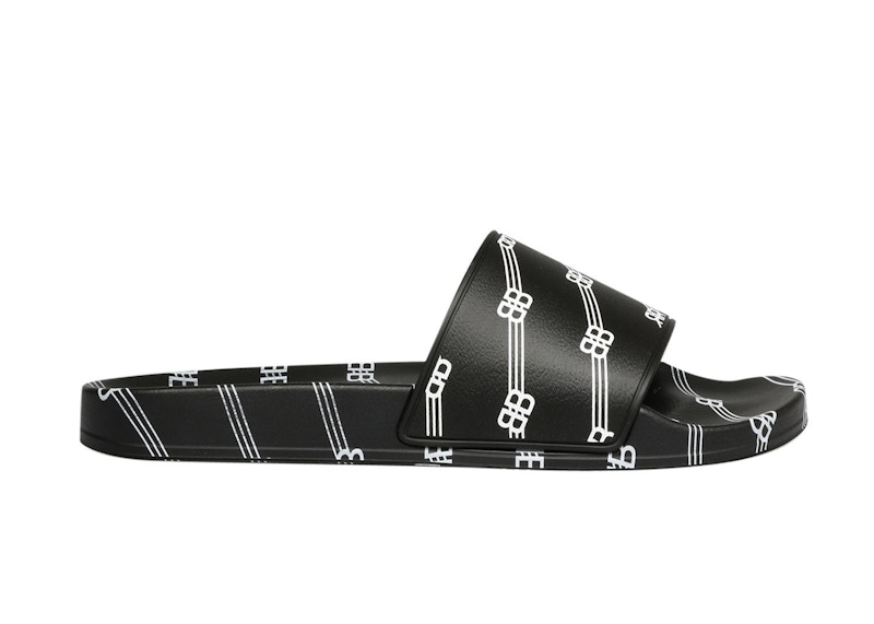 Balenciaga Pool Slides All Over Logo Zwart