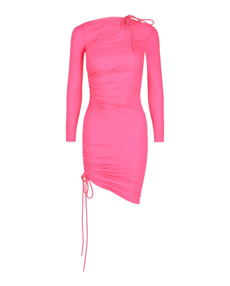 Balenciaga Ruched Mini Dress Fluorescent Roze