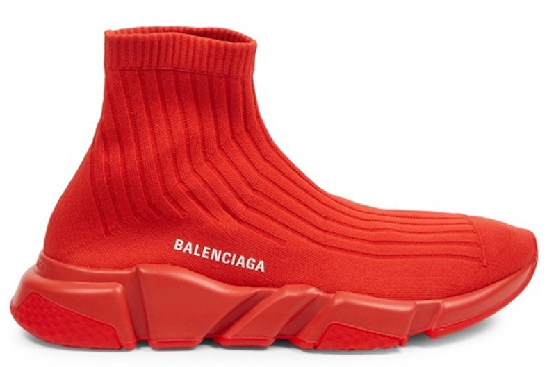 Balenciaga Speed Trainer Rib-Knit Rouge Rood