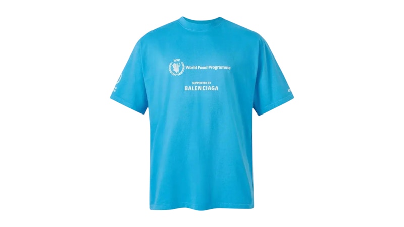 Balenciaga WFP Logo Azure Tee Azure Wit