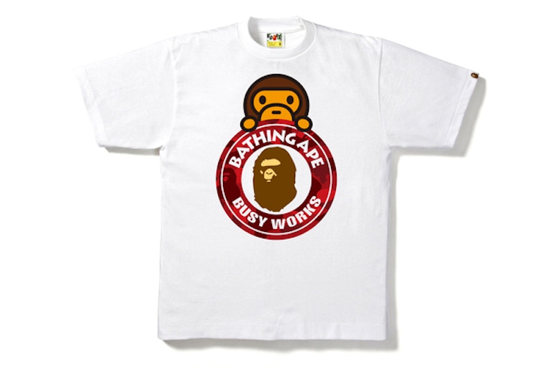 BAPE Color Camo Milo On Busy Works Tee Rood