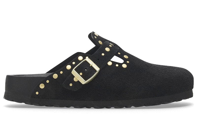 Birkenstock Boston Rivets Suede Zwart