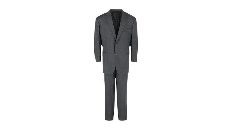Brioni Pinstriped Wool Two-Piece Suit Graphite Zilver