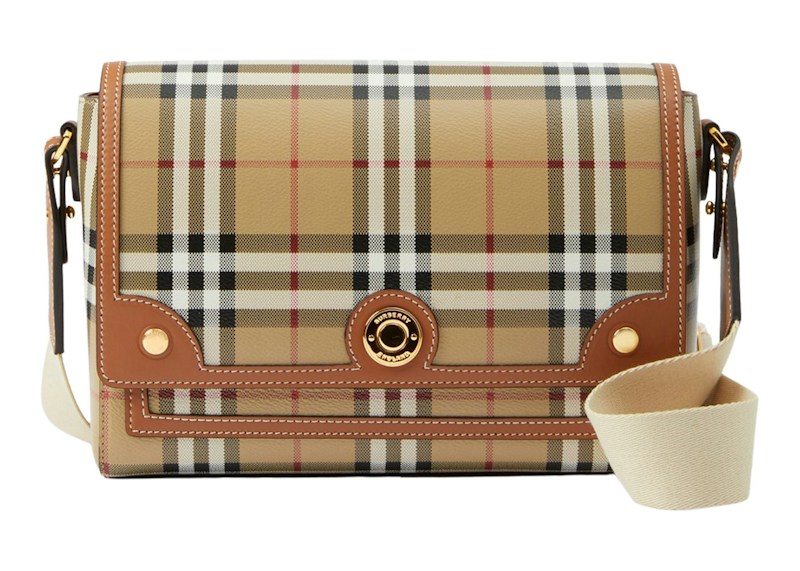 Burberry Check And Leather Note Bag Briar Bruin