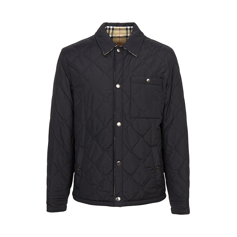 Burberry Check Brighton Reversible Quilted Jacket Zwart