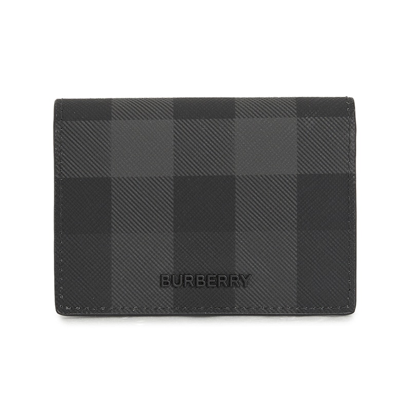 Burberry Check Card Holder Charcoal Zwart