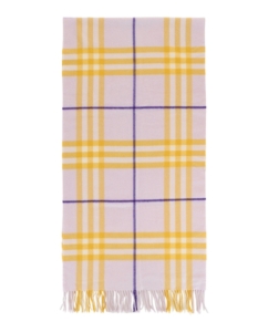 Burberry Check-Pattern Fringed Cashmere Scarf Hazel