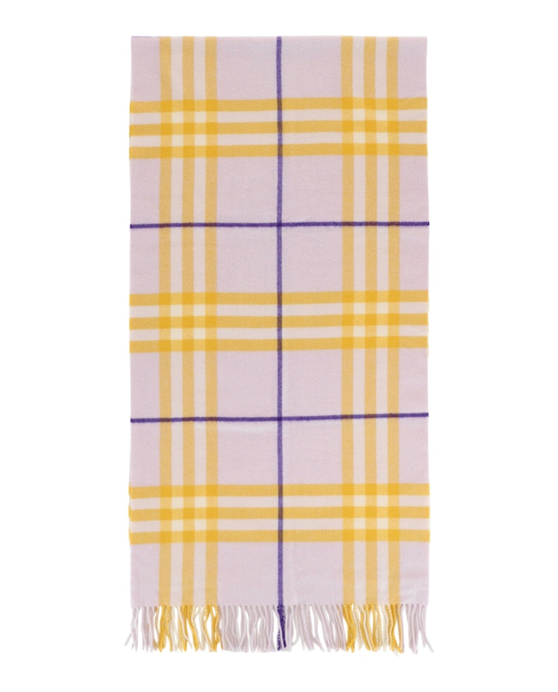 Burberry Check-Pattern Fringed Cashmere Scarf Hazel